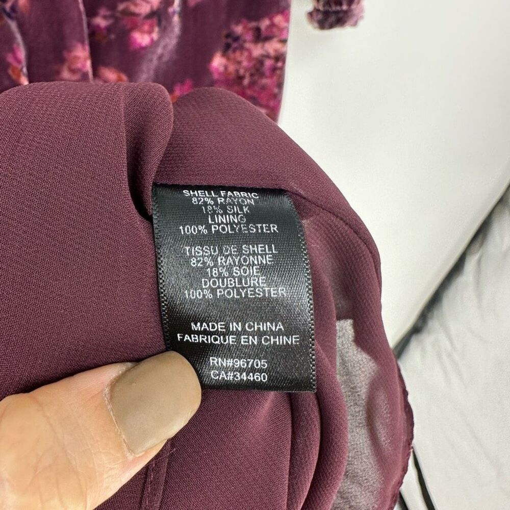 Rebecca Taylor Long Sleeve Jewel Paisley Velvet Dress in Plum Purple Size M Silk - Picture 4 of 11